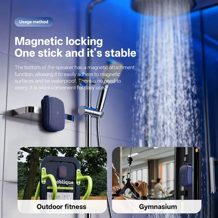 Magnetic Clip-on M1 Portable Bluetooth Speaker, Outdoor Waterproof TWS Stereo, High Volume, Mini Speaker with Heavy Bass.