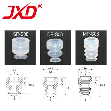 JXD SPL-S02/04 SP-S04/06/08/10/12/15/20/25/30 Mini White Silicone Pneumatic Vacuum Suction Cup