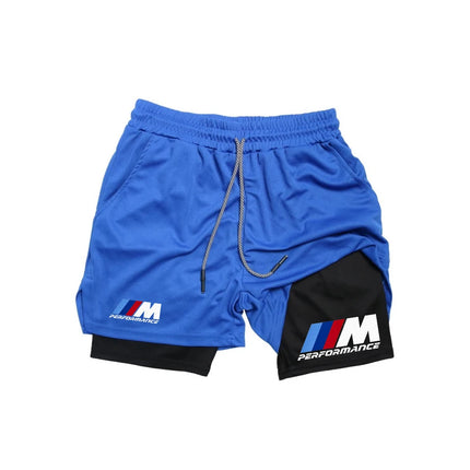 New BMW-style 2-in-1 double-layer men's sports shorts, suitable for fitness, jogging, training, and other sports occasions, high