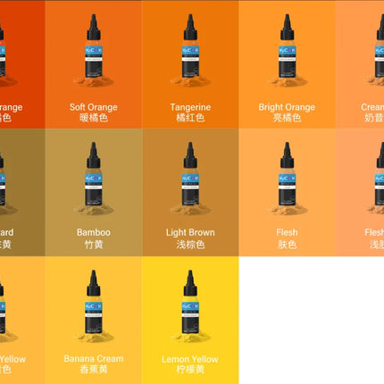 7PCS 30ML Tattoo Ink Pigment Body Art Tattoo Pigment Set 7 Colors Professional Paints Makeup Tattoo Supplies Semi-permanent