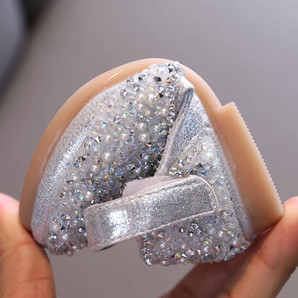 Autumn Girls Rhinestone Leather Shoes 2022 Spring Pearl Bow Princess Shoes Soft Children Baby Toddler Single Shoes G06