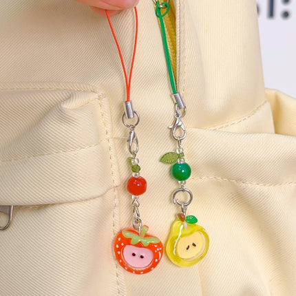 Red Green Apple Handmade Pendant Phone Chain Bead Hanging Ornament Camera Chain Cute Ins Girl Heart Key Chain Accessories