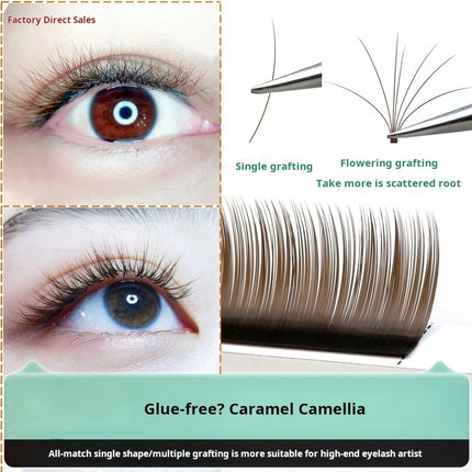 Brown Camellia Lashes Adhesive-Free LC Curl Camellia Brown Lashes Loose Base Camellia Lashes ресницы для наращи