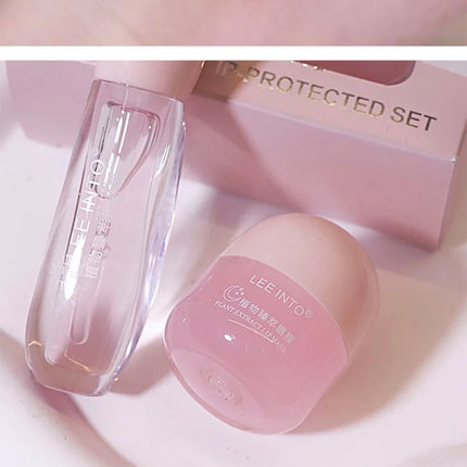 Leeinto Plant Essence Lip Care Set: Moisturizing, Long-Lasting Nourishment, Gentle Formula, Lightweight Texture, Lip Gloss, Lip Mask, Enhances Complexion, Pre-Makeup Primer, Essential for Daily Commuting and Dating, Night Car
