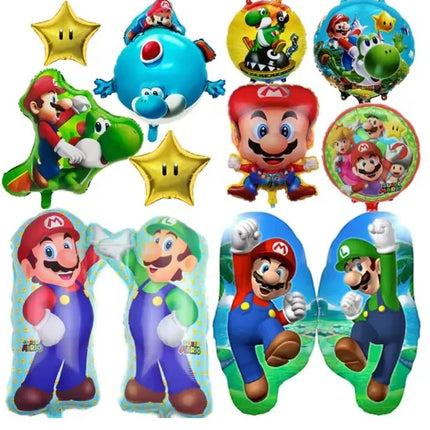 Cartoon Super Mary Balloon Set Mario Luigi Game Themed Birthday Party Decoration  Peach Princess Aluminum Film Balloon Kids Gift