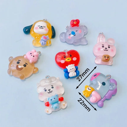 10pcs Kawaii  Koala Heart Resin Cute Charms For Jewelry Making Earrings Necklace Keychain Diy Handmade Accessories