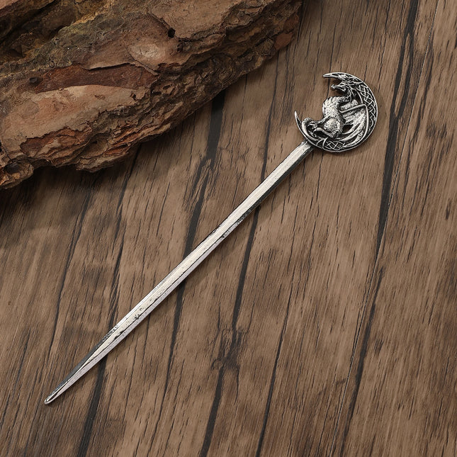 Viking Retro Moon Flying Dragon Hair Stick Hairpin Trendy Fashion Hair Accessories Scandinavian Norwegian Style Accessories Party Accessories Valentine's Day Mother's Day Birthday Gift