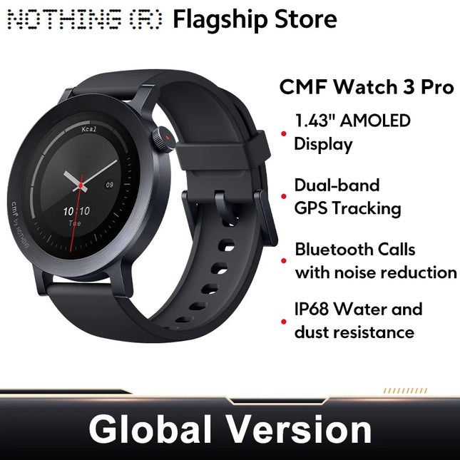 Global Version Nothing CMF Watch 3 Pro 1.43"AMOLED Dual-Band GPS Bluetooth Call smartwatch 131 Sports modes Blood Oxygen Monitor
