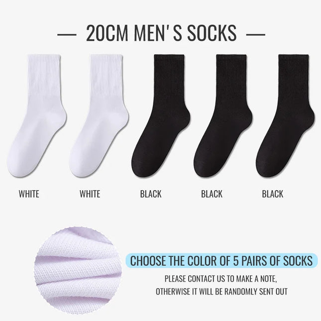 MiiOW 100% Pure Cotton Socks Men Business Dress White Black Long Sock Deodorant Antibacterial Sports Sock Running Short Sock