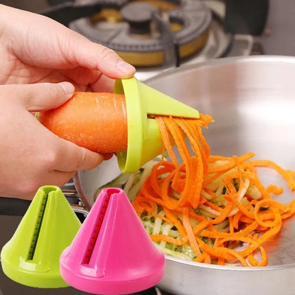 4-in-1 Rotary Vegetable Grater - Manual Slicer & Spiralizer for Potato, Carrot, Cucumber - Easy Clean Kitchen Tool (