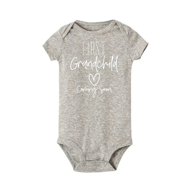 First Grandchild Coming Soon Announcement Newborn Baby Bodysuits Funny Boy Girl Short Sleeve Jumpsuit Gift for New Grandparents