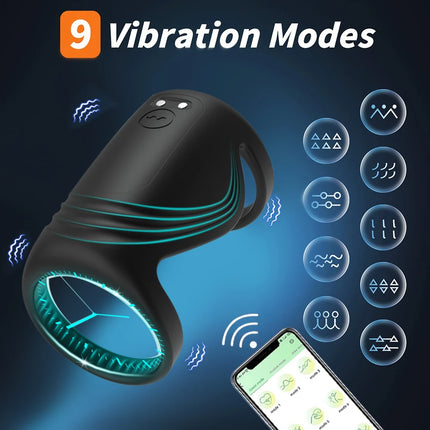 APP Control Vibrating Cock Ring For Men Clitoris Stimulation Ejaculation Delay Penis Ring Adult Supplies Sex Toy For Couples
