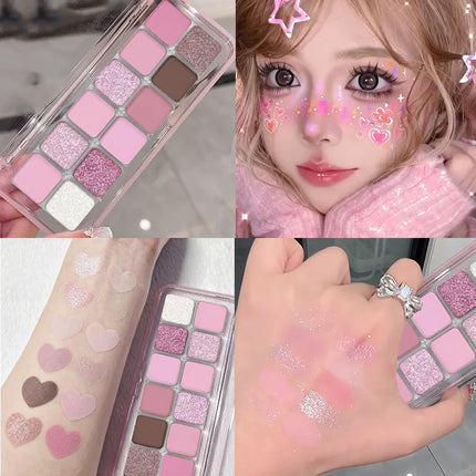 12 Colors Shimmer Matte Eyeshadow Palette Nude Rose Pink Glitter Pigment Eye Shadow Lasting Waterproof Make Up Palette Cosmetics