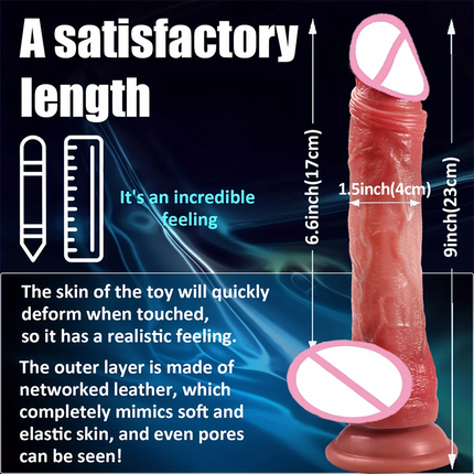 9 Inch Long Rotatable Heatable Strong Suction Cup Vibrating G Spot Rabbit Vibrator 10 Thrust Modes 10 Vibration Patterns