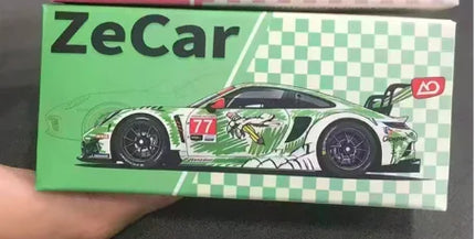 Vvm Zecar 1:64 Porsch 911 Gt3r Green/Pink Dinosaur Simulation Alloy Miniature Die-casting Car Model Custom Collection Toys Gifts