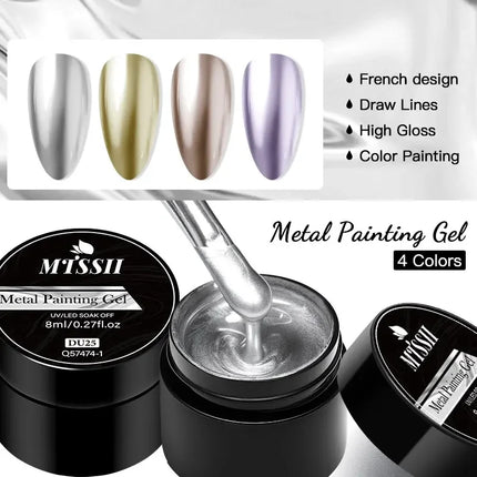 2/3pcs Mirror Metal Gel Nail Polish Set Gold Silver Metallic Painting Drawing Line Gel Semi Permanent Soak Off UV Gel Varnish