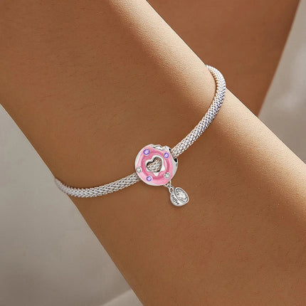 925 Sterling Silver Pink Cake Cherry Pineapple Strawberry Cherry Pendant Charm Ball Suitable for Bracelets DIY Women's Jewelry