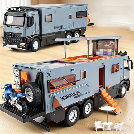 1:18 Off-road RV Diecast Models Alloy Toys Cars Folding Rearview Mirror Doors Opened  with Sound Light Vehices Birthday Surprise