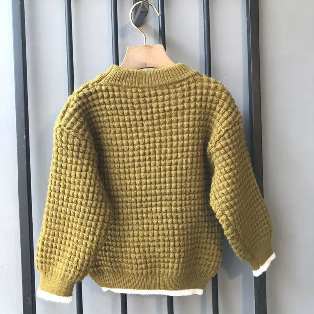 2023 New Children's Soft Skin-Friendly Boys' Casual Simple Girls' Fashion All-Match Spring and Autumn Coat Knitted Sweater Trend