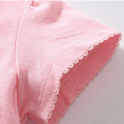 Little maven Girls Polo Shirts New Summer Girls Shorts Sleeve Shirts Solid Pink Colors Children's t-shirts for Girls Clothes