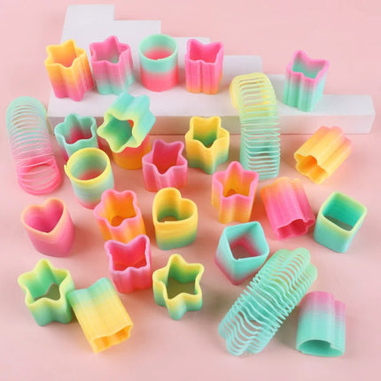 8/16PCS Mini Multi-Shaped Rainbow Magic Springs Circle Toys Kid Birthday Party Favors Giveaway Gifts Souvenir Pinata Fillers