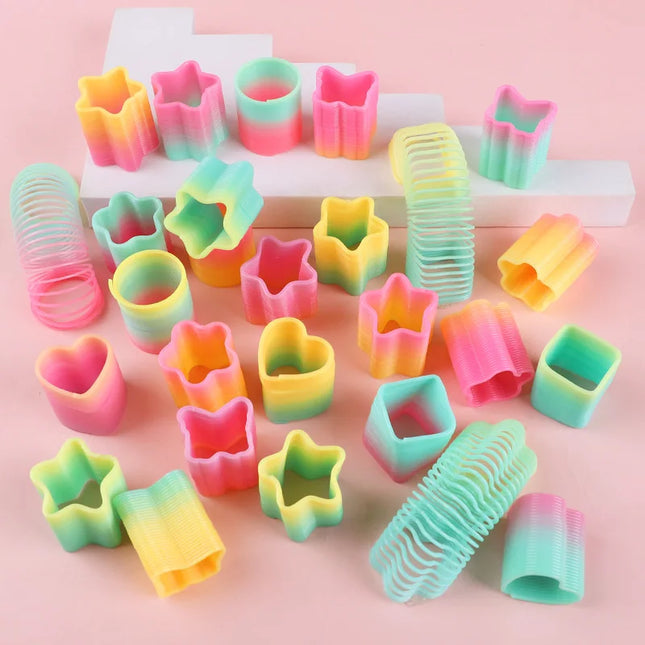 8/16PCS Mini Multi-Shaped Rainbow Magic Springs Circle Toys Kid Birthday Party Favors Giveaway Gifts Souvenir Pinata Fillers