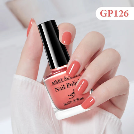 MEET ACROSS 8ml Glass Bottle Water-Based Peel Off Nail Polish Spring Summer Colorful Glitter Nail Art Varnish No Need Lamp