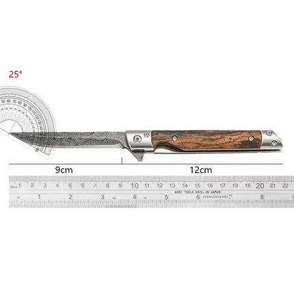 2024 Damascus Pattern Folding Knife Multi-Purpose Outdoor Camping Quick Open Pocket Knife Stainless Steel Folding Knife
