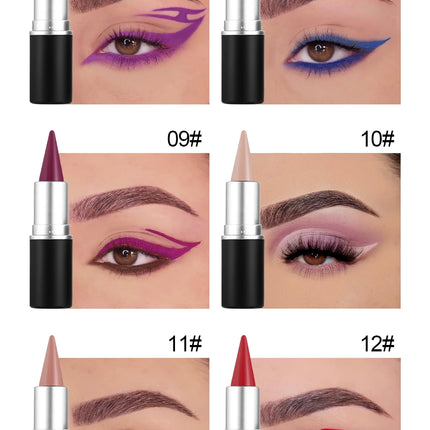 12-Piece Set of Colored Eyeliner Pens, Long-Lasting, Fade-Resistant, Waterproof, Automatic Rotating Eyeliner Pens Available in a Set