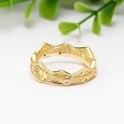 18K Gold Plated 925 Sterling Silver Flowers And Leaves Disc-shaped Ring 6 7 8 9 Rings Wedding Fashion Fine Luxury Jewelry Women
