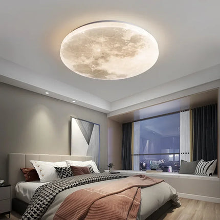 Lunar LED Ceiling Light, Minimalist Round Pendant, Moon-Inspired Lighting for Bedroom, Kitchen, Balcony Decor
