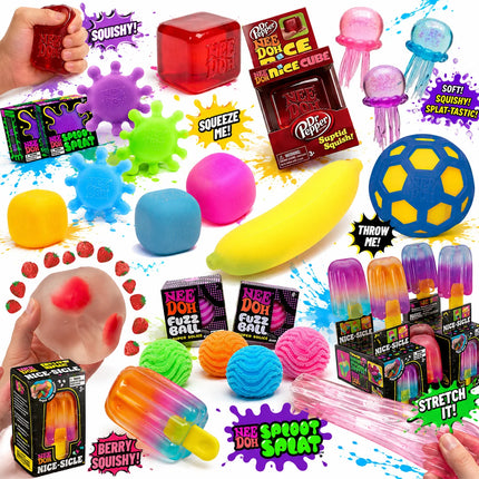 Random Squishy Toy Set Stress Relief Sensory Fidget Toys Soft Squeeze Mochi Ball Cube Banana Kids Gift Pack