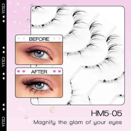 10Pairs Bottom Eyelashes Manga Lower Lashes Clear Band Wispy Small Flame Under Eye Lashes Korean Makeup Cosplay Tools