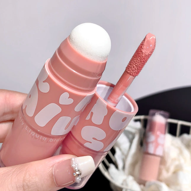 SHAQINUO Double-ended Liquid Blush with Dizzy Dye Brush, Natural, Complexion-enhancing, Low-saturation, Matte Blush Liquid