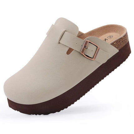 Kidmi New Women Clogs Men Clogs Suede Slippers Fashion Cork Footbed Leather Slippers Classic Mules Soft Antiskid House Slippers
