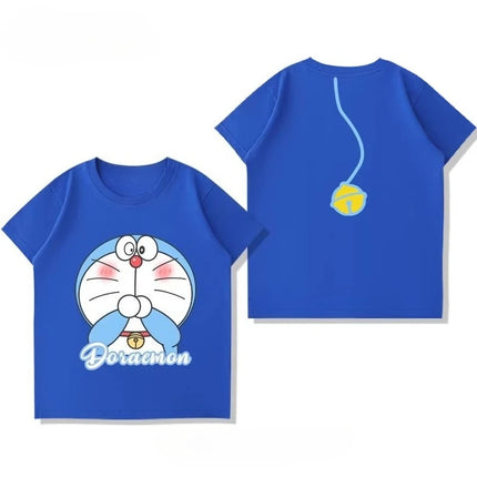 Potdemiel Summer New Doraemon Children's Pure Cotton T-Shirt, Boys and Girls Tops, Comfortable and Breathable Children's T-Shirt