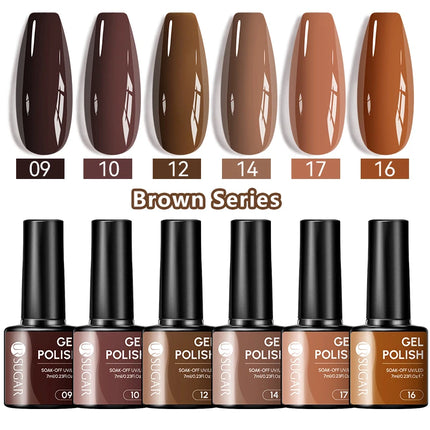 UR SUGAR 7ML Autumn Nail Gel Brown Series All For Manicure Gel Nail Polish Semi Permanent Soak Off LED UV Nail Art Varnishes
