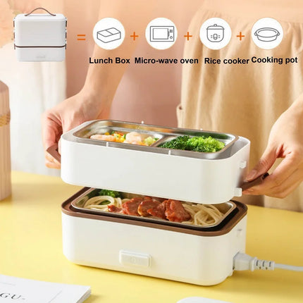 110V/220V Electric Lunch Box Portable Food Fast Heating Lunch Box 304 Stainless Steel Warmer Multi-Layer Office Lunch Box 800ml