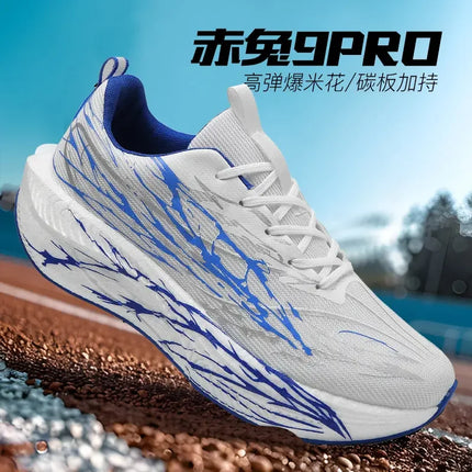 New Couple Sports Shoes Heartbeat Popcorn Carbon Plate Soft Sole Running Shoes for Men Women Fashion Casual Student Sneakers