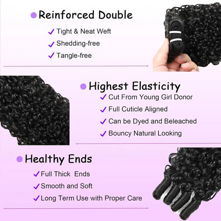 Burmese Curly Bundles Human Hair Spiral Curly End Quick Weave Hair Extensions Water Wave Hair Bundles For Woman Natural Black