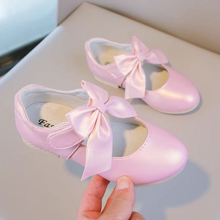 Girls Princess Shoes Shallow Bowknot Metallic Color Fashion Sweet Girl's Mary Janes Shoes Light Non-slip 26-36 Kids Ballet Flats
