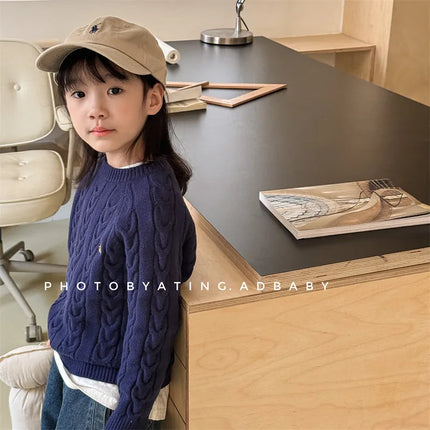 Baby Knitted Pullover Kids Thick Warm Sweater 2025 Autumn Winter New Children Sweater Boys Girls Long Sleeve Casual Knitwear