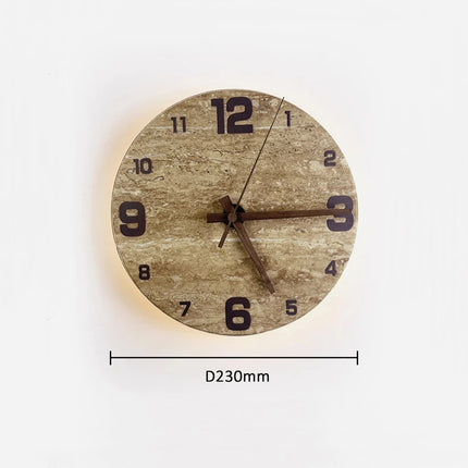 Modern Creative Clock Living Room Wabi Sabi Wall Lamp Nordic Simple Yellow Travertine Restaurant Corridor Circular Sconce Light