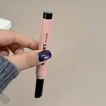 Pearlescent Pink Glitter Solid Lip Gloss Moisturizing Nourishing Water-gloss Crystal Mirror Glass Lip Tint Lipstick Pen Makeup