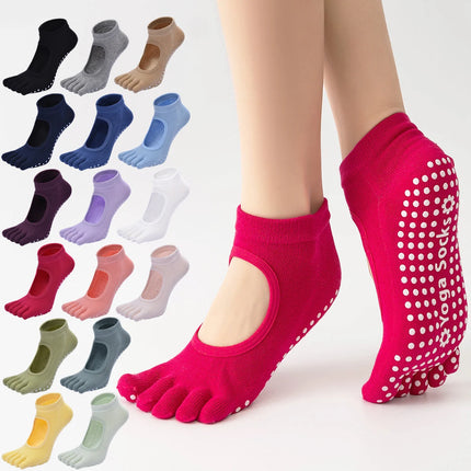 Women Five Toes Backless Yoga Socks Cotton Anti-Slip Indoor Fitness   Pilates Socks Ladies Ballet Dance Sports Socks Slipper
