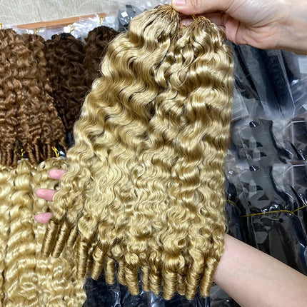Virgin 613 Blonde Crochet Hair 24 Inch Human Hair Extensions for Women France Curly Pre Loop Braids 100g Golden for Braiding