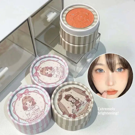 HERORANGE Dimensional Matte Shimmer Retro Almonds Blusher Rouge Enhancing Embossed Blush Fine Powder Monochrome Smooth Makeup