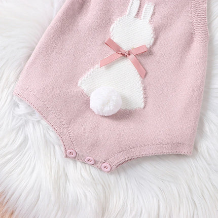 Citgeett Summer Easter Infant Baby Girls Overalls Sleeveless Bunny Print Bow Bodysuit Spring Outfit Clothes