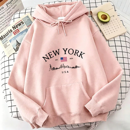 NEW YORK Letter Print Hoodies Spring Autumn Winter Casual Hoodies Sweatshirts Men Women Trendy Aesthetic Top