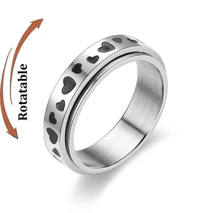 Anti Stress Anxiety Fidget Spinner Couple Rings Rotate Freely Jewelry for Men Women Stainless Steel Knuckle Ring Wedding Bague
